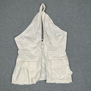 Zara Halter Top Womens M White Draped Open Front Sleeveless‎ Vest Pockets Cargo